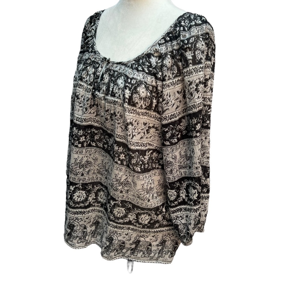JOIE Black/White Stripe Round Neck Peasant Top 3/4 Sleeve Size XS - Picture 5 of 10
